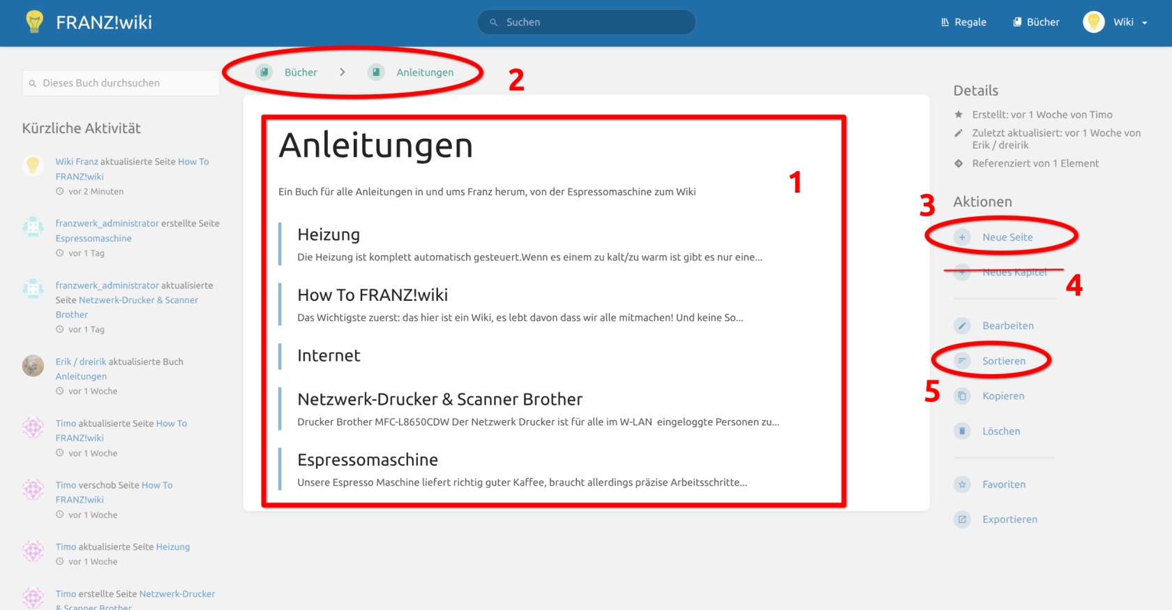 Navigationselemente Buch