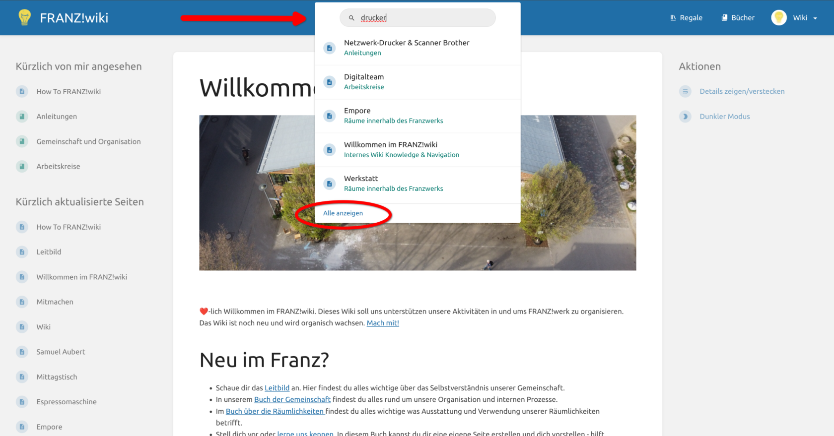 Navigationselement Suchfunktion
